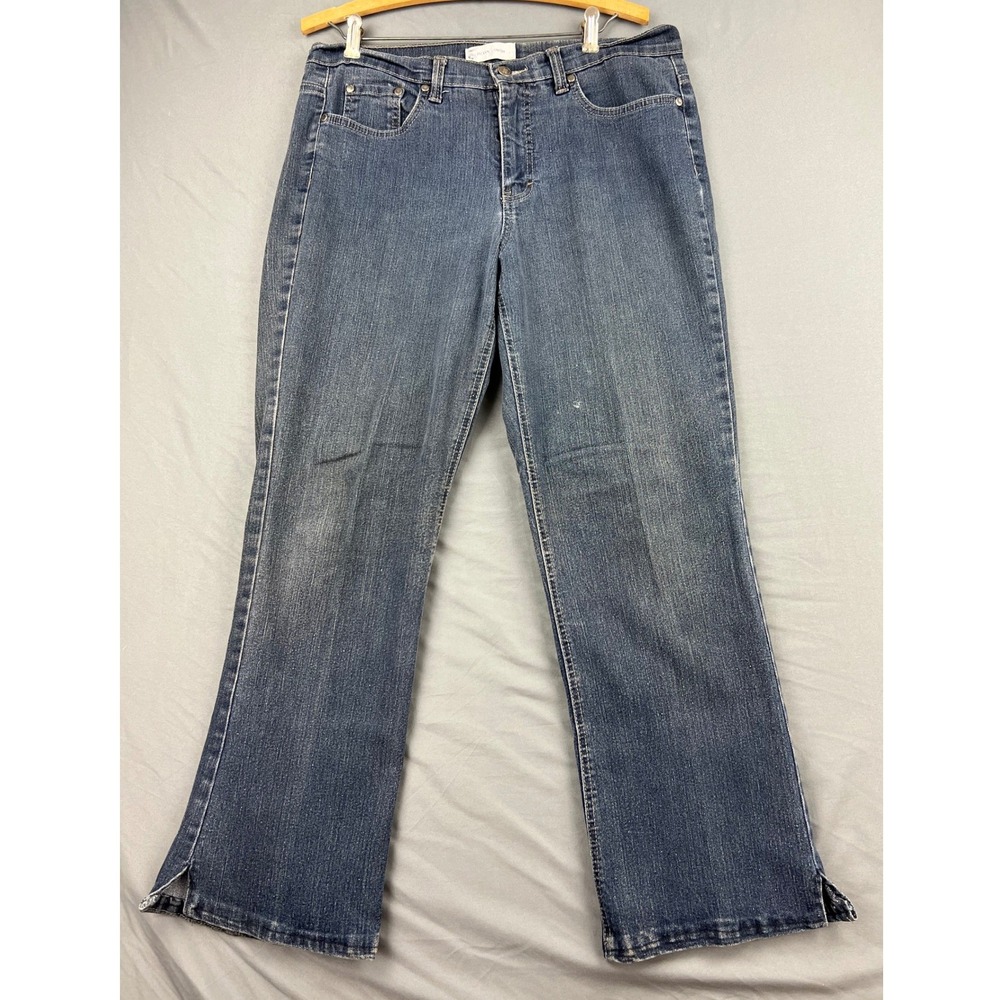 Jaclyn Smith Jeans Womens 10 Short Blue Straight Leg Stretch Side Slit Good